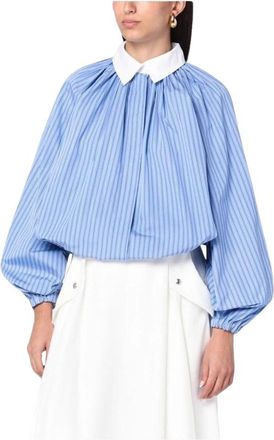 Patou Dames, Blouses & Shirts, Blauw, Maat: S Katoen