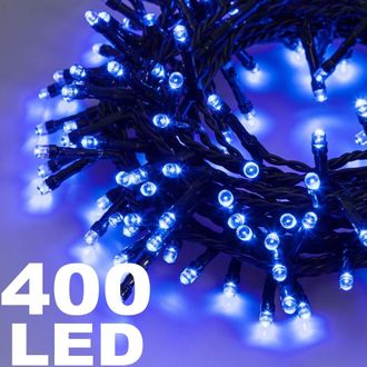 Trade Shop Trade Shop - Catena Luminosa 400 Luci Led Lucciole Color Blu Controler 8 Funciones Internas