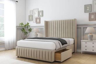 Sloomy Marlborough Coniston Divan Set No Drawers-54 Wingback-Footboard in Cream | Size: Single