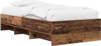 vidaXL Estructura De Cama Con Estante Madera Envejecida 80 X 200 Cm Vidaxl