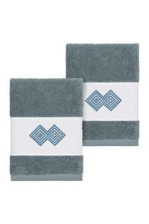 Linum Home Textiles Noah Embellished Washcloth - Set of 2 - Teal at Nordstrom Rack