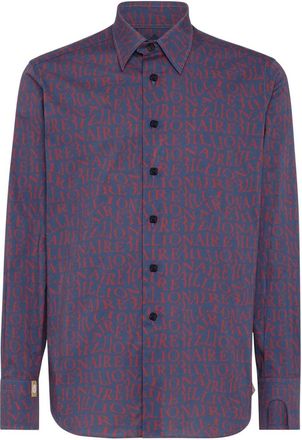 Billionaire Boys Club logo-print stretch-cotton shirt - men - Cotton/Elastane - S - Blue