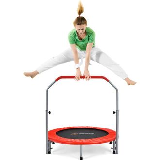Costway Mini Cama El&aacute;stica Plegable 101 Cm, Cama El&aacute;stica Fitness Con Empu&ntilde;adura En Espuma Regulable En 4 Alturas, Cama El&aacute;stica Para Entrenamiento, Capacidad