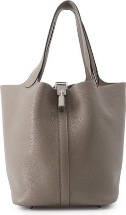 Herm&egrave;s Beige Leather Handbag Tote Bag (Pre-Owned)