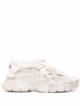 Balenciaga faux-fur Track sandals - women - Other fibres - 34 - Neutrals