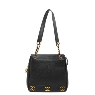 Chanel Black Grained Calfskin Tote Bag (Pre-Owned)