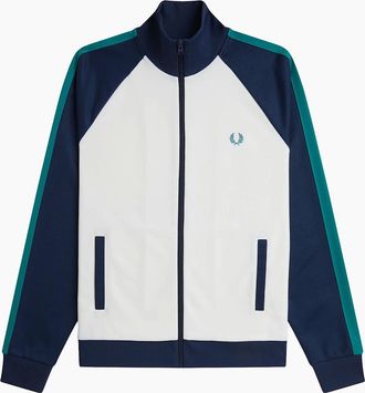 Fred Perry Mens Fred Perry Contrast Sleeve Track Top Jacket Snow White - Size: XXL