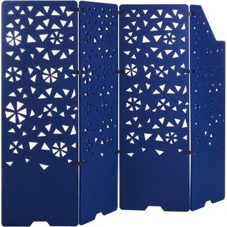 Beliani Beliani - 4 Panels Privacy Screen Room Divider Folding Office Partition Navy Blue Starry
