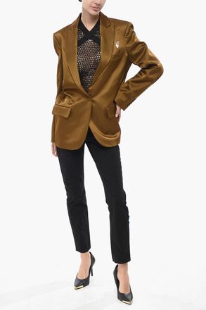Off-white FORMAL Blazer in Satin con Tasche ad Aletta Off-White