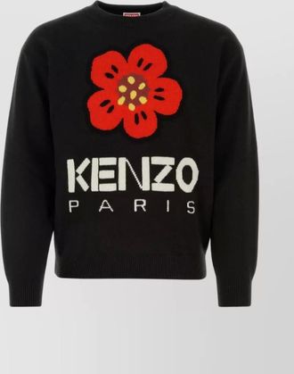 Kenzo BOKE FLOWER floral embroidered wool crew-neck sweater