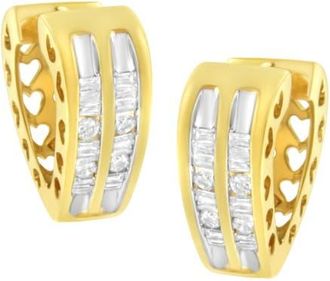 House of Brilliance 10K Yellow Gold 1/2 Ct Diamond Huggy Heart Hoop Earrings at Nordstrom