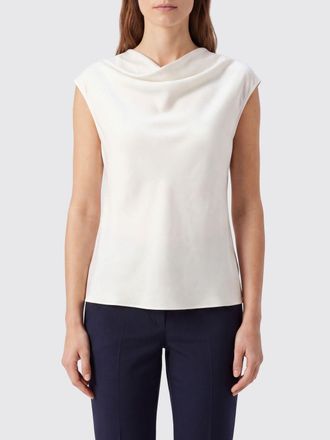 Alberta Ferretti Blusa smanicata in raso con scollatura drappeggiata