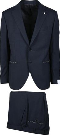 Luigi Bianchi Mantova Kostuums, Heren, Blauw, L, Wol, Heren Wol Linnen Pak