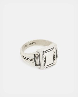 AllSaints Sterling Silver Seton Sterling Silver Engraved Ring, Size: S
