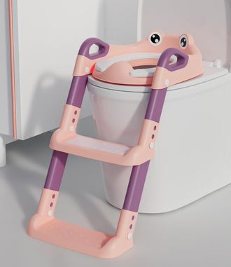 OEM Reductor De Inodoro Infantil, Reductor De Inodoro Con Escalones, Elevador De Inodoro Infantil Con Coj&iacute;n De Pu, Altura Ajustable Y Plegable, Adaptador 