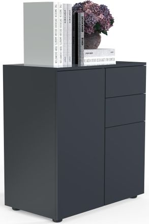 ebuy24 Vcm Caja De Cajones De Madera Sideboard Con 2 Puertas Giratorias Y Dos Cajones Dimensiones Al. 77 X An. 70 X T. 39cm - Dalosa (antracita)