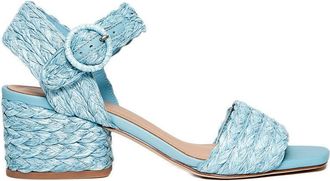 Paloma Barceló Woven Raffia Heeled Sandals With Ankle Strap
