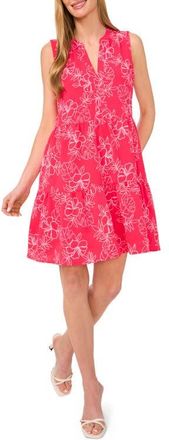 CeCe by Cynthia Steffe Floral Print Sleeveless Dress in Magenta at Nordstrom, Size X-Large