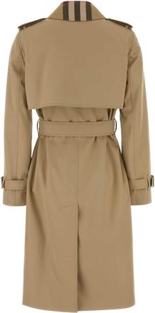 Burberry Womens Beige Cotton Trench Coat Honey