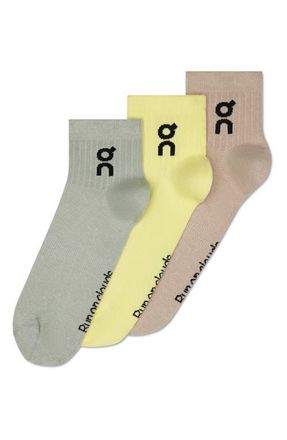 On Assorted 3-Pack Logo Quarter Socks in Lemonade/Tin at Nordstrom, Size X-Small
