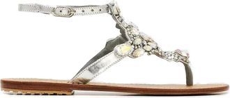 Mystique crystal-embellished thong sandals - women - Calf Leather/Calf Leather/Rubber/Crystal - 35 - Silver