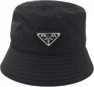 Prada Pre-owned Accessories, male, Black, Size: ONE SIZE Pre-owned Triangle Logo Re-Nylon Hat