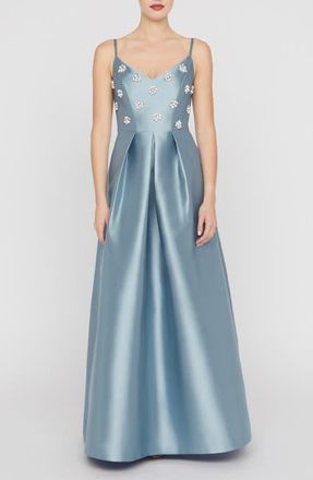Kay Unger Eloise Embellished Mikado Gown in Ice Blue at Nordstrom, Size 10