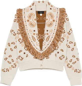 Alanui Bandana Jacquard Cashmere and Wool Cardigan - female - Alanui - Cardigans - Multicolor - XS - Knitwear