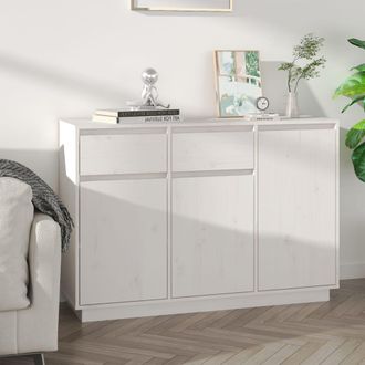 vidaXL Vidaxl - Aparador De Madera Maciza De Pino Blanco 110x34x75 Cm
