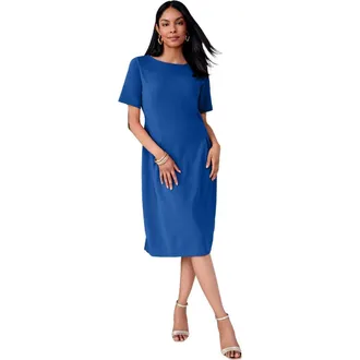 Jessica London Crepe Fit And Flare Dress in Dark Sapphire at Nordstrom, Size 26