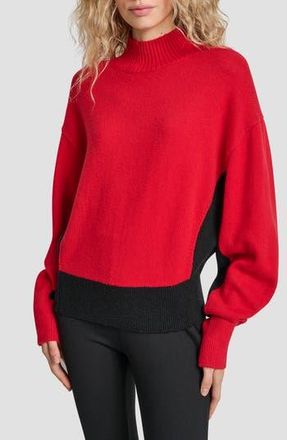 DKNY Colorblock Turtleneck Sweater in City Crimson/Black at Nordstrom Rack, Size Small