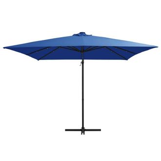 Berkfield Home Cantilever Umbrella with LED lights & Steel Pole 250x250 cm Azu in Blue