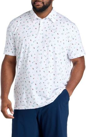 Columbia Big & Tall PFG Super Slack Tide Fish Print Polo Shirt in White at Nordstrom, Size Xx-Large