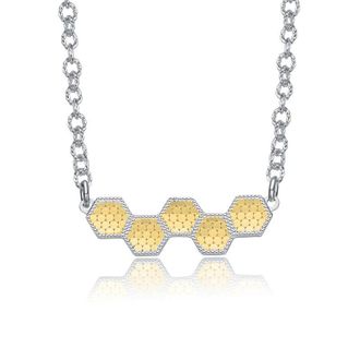 Rachel Glauber Two-Tone Honeycomb Harmony Bar Necklace