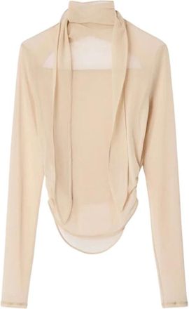 Christophe Lemaire Tops, Dames, Beige, M, Spandex, Ballerina Foulard Top