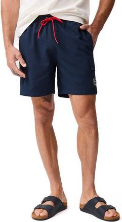 Rodd & Gunn Winterton River Seersucker Swim Trunks in Navy at Nordstrom, Size Xxx-Large