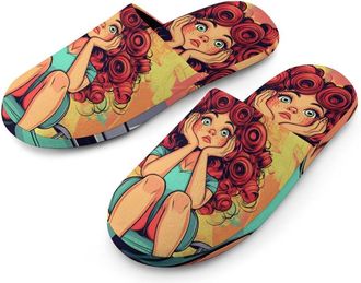 Generic Hair Haircut Perm Day Warm Mens Slippers Slip On Soft Fleece House Shoes Winter Indoor Outdoor