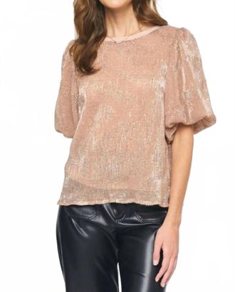 Entro Sequin Puff Sleeve Top In Rose Gold