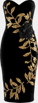 Helsi Chiara Strapless Sequin Vine Midi Dress