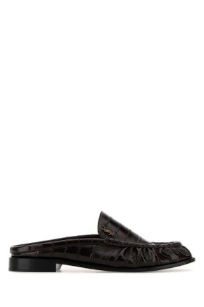 Saint Laurent Dark Brown Leather Le Loafers Slippers