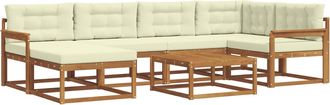 vidaXL Conjunto De Sof&aacute;s De Exterior 7 Uds. Natural Y Crema Vidaxl