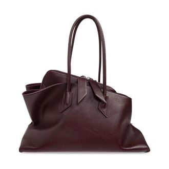 The Attico Tassen, Dames, Paars, ONE Size, Leer, La Passeggiata Medium Handtas met Handvat