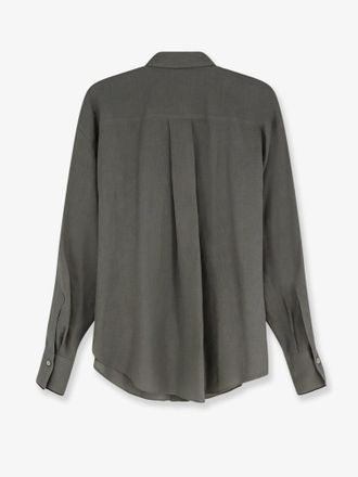 Brunello Cucinelli Womens Linen Shirt With Monili Trim Green