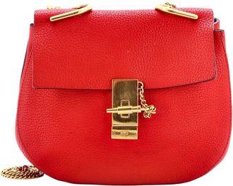 Chlo&eacute; Red Leather Drew Crossbody Small (Authentic Pre-Loved)