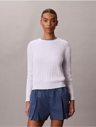 Calvin Klein Jeans Calvin Klein Womens Cotton Cable Knit Sweater - Purple - XL