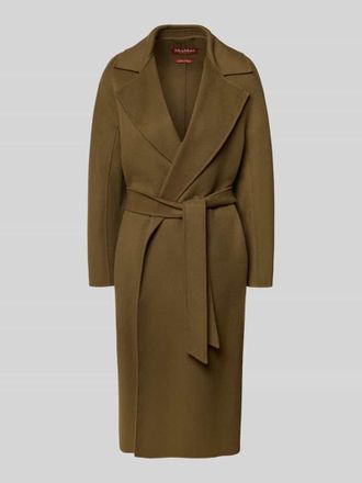 Max Mara Relaxed Fit Wollmantel mit Seiden-und Kaschmir-Anteil Modell MSTCLES in Khaki, Gr&ouml;&szlig;e 34