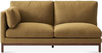 Castlery Owen Left Arm 2 Seater Couch, Basketweave Caramel Walnut for Brown