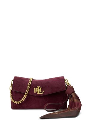 Ralph Lauren Gold Accent Rich Burgundy Suede Handbag