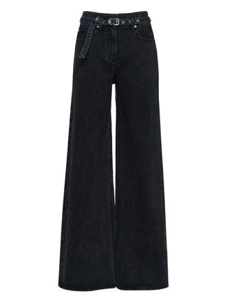 3.1 Phillip Lim belted wide leg jeans - women - Cotton - 2 - Black