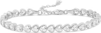 SHYMI Cubic Zirconia Heart Tennis Bracelet in Silver/White at Nordstrom, Size 6